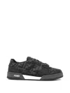 Fendi Match Suede And Cotton Blend Sneakers With Ff Jacquard Monogram In Black