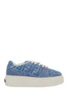 Fendi Low-top Sneakers With Contrast Stitching And Platform Sole In Multicolor