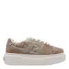 Fendi Match Canvas And Suede Low-top Sneakers In Brown