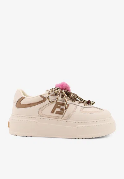 Fendi Match Platform Sneakers With Charm In White