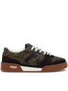Fendi Match Suede Sneakers With Jacquard Ff Fabric Inserts In Multi