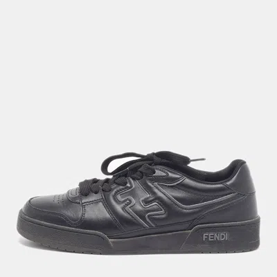 Pre-owned Fendi Match Size 38 Black Leather Low Top Sneakers