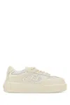 Fendi Women Sand Leather And Mesh Sneakers In Neutral
