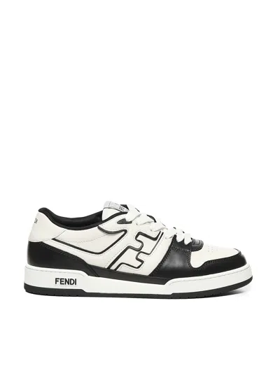 Fendi Leather Sneakers With Ff Lateral Logo In Black