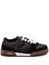 Fendi Match Low-top Ff Jacquard Fabric And Suede Sneakers In Brown