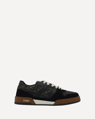 Fendi Match Ff Jacquard Low-top Sneakers In Brown