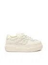 Fendi Women Sand Leather And Mesh Sneakers