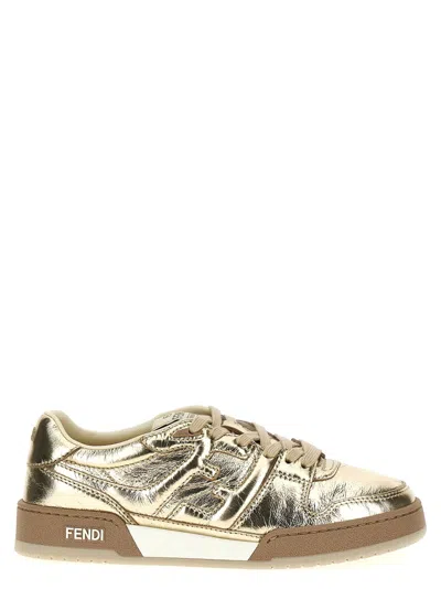 Fendi Match Leather Sneaker In Brown