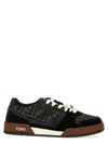 Fendi Match Low-top Ff Jacquard Fabric And Suede Sneakers In Black