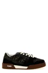 Fendi Match Suede Sneakers With Jacquard Ff Fabric Inserts In Black