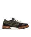 Fendi Match Low-top Ff Jacquard Fabric And Suede Sneakers In Brown