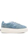 Fendi Low-top Sneakers With Contrast Stitching And Platform Sole In Blue