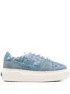 Fendi Low-top Sneakers With Contrast Stitching And Platform Sole In Blue