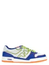 Fendi Men Leather Sneakers With Ff Lateral Logo In Blue