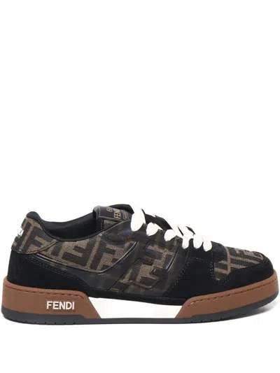 Fendi Match Ff Jacquard Low-top Sneakers In Brown