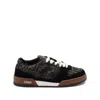 Fendi Match Ff Jacquard Fabric And Suede Sneakers In Brown