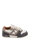 Fendi Leather And Suede Sneakers With Lateral Monogram In Brown