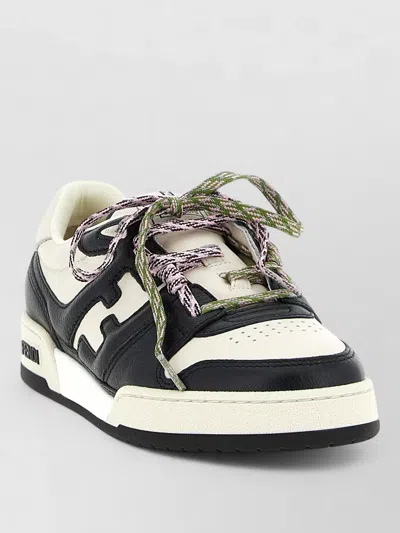 Fendi Match Sneakers Contrast Panels Perforated Toe Rubber Sole In Black