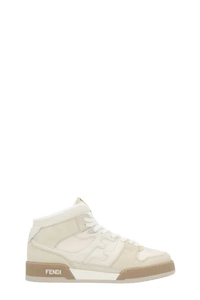 Fendi Match High-top Sneakers In Ice Bianco