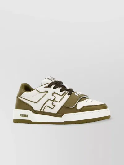 FENDI MATCH SNEAKERS LEATHER CONTRAST PANELS RUBBER SOLE