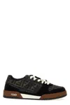 Fendi Match Low-top Ff Jacquard Fabric And Suede Sneakers In Brown