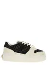 Fendi Canvas And White Suede Platform Low-tops In Green