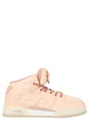 Fendi High-top Pink Sneakers With Textured Finish And Padded Collar In Neutral