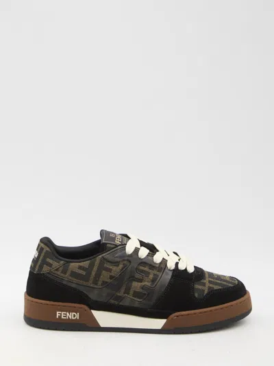 Fendi Match Ff Jacquard Low-top Sneakers In Brown