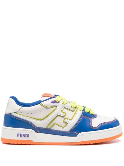 Fendi Multicolour Leather Low-tops In Blue
