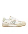 Fendi Leather Sneakers With Panelled Design And Contrast Sole In White