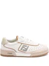Fendi Leather Sneakers With Panelled Design And Contrast Sole In White