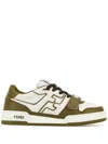 Fendi Green Match Leather Sneakers In White