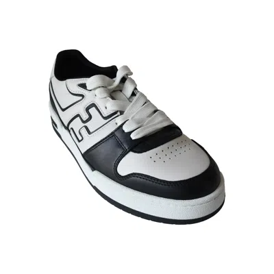Fendi Leather Sneakers With Ff Lateral Logo In Black