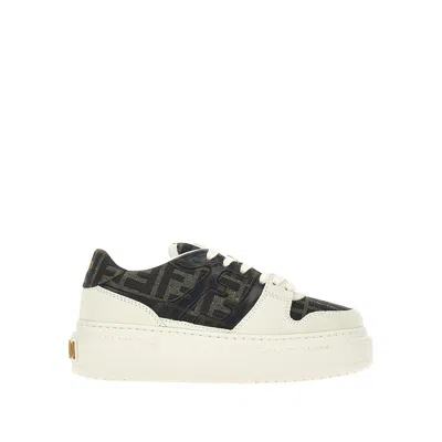 Fendi ' Match' Sneakers With Platform Sole In Brown