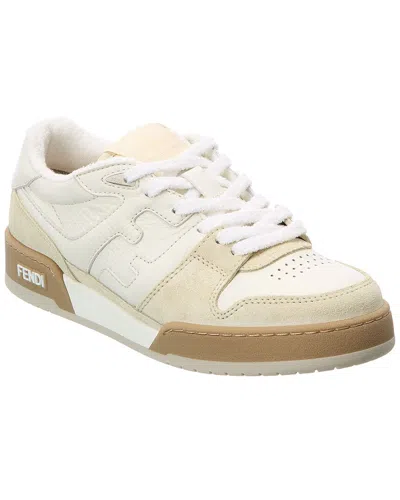 Fendi Match Suede & Leather Sneaker In White