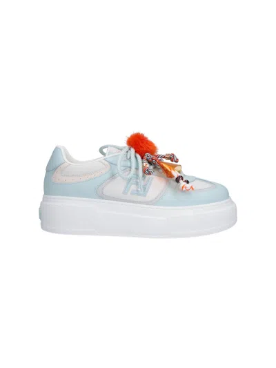 Fendi Match Leather Platform Sneaker In Blue