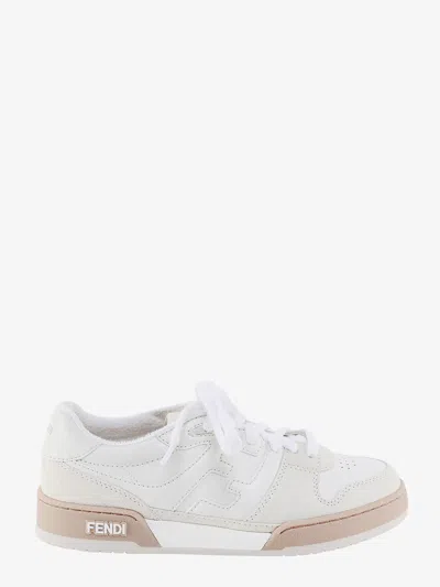 Fendi Neutral Match Low Top Leather Sneakers In Neutrals