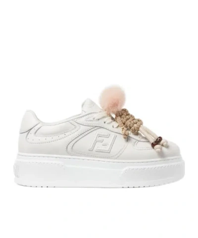 Fendi Match White Leather Platform Low-tops