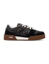 Fendi Match Suede Sneakers With Jacquard Ff Fabric Inserts