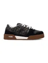 Fendi Match Suede Sneakers With Jacquard Ff Fabric Inserts