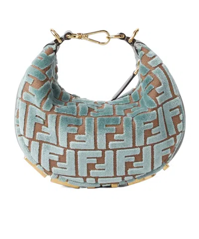 Fendi Matcha Green Ff Jacquard Velvet Mini-bag