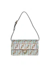 Fendi Women Baguette Wallet On Chain Ff Jacquard Fabric Shoulder Bag In Neutral