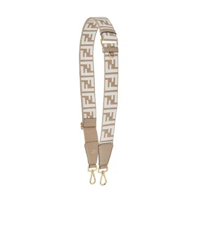 Fendi Matching Ff Jacquard Shoulder Straps In Nude