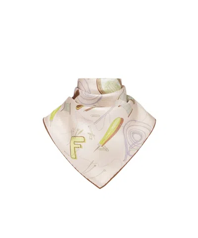 Fendi Mauve Pink Silk Foulard In Brown