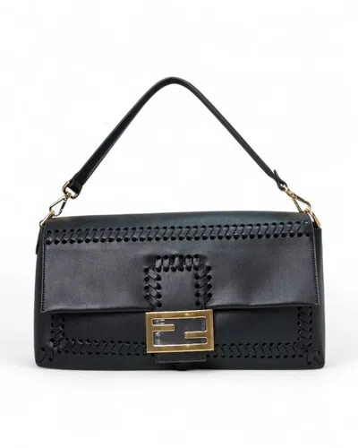 Fendi Maxi Baguette In Black In Gray