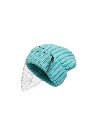 Fendi Maxi Beanie In Light Blue Wool And Cashmere