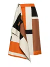 Fendi Maxi Ff Puzzle Print Cotton Skirt In Naranja