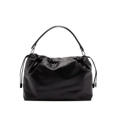 Fendi Maxi Flux Leather Shoulder Bag In Black