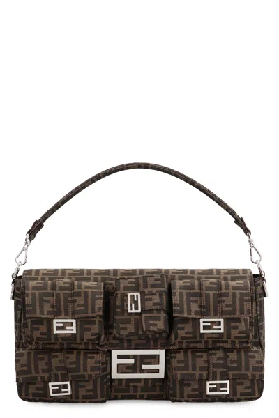 Fendi Maxi Multipocket Baguette Ff Jacquard Tote Bag In Brown