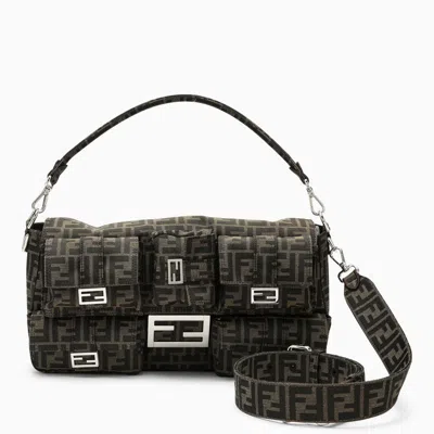 Fendi Maxi Multipocket Baguette In Brown Ff Jacquard Men In Multicolor